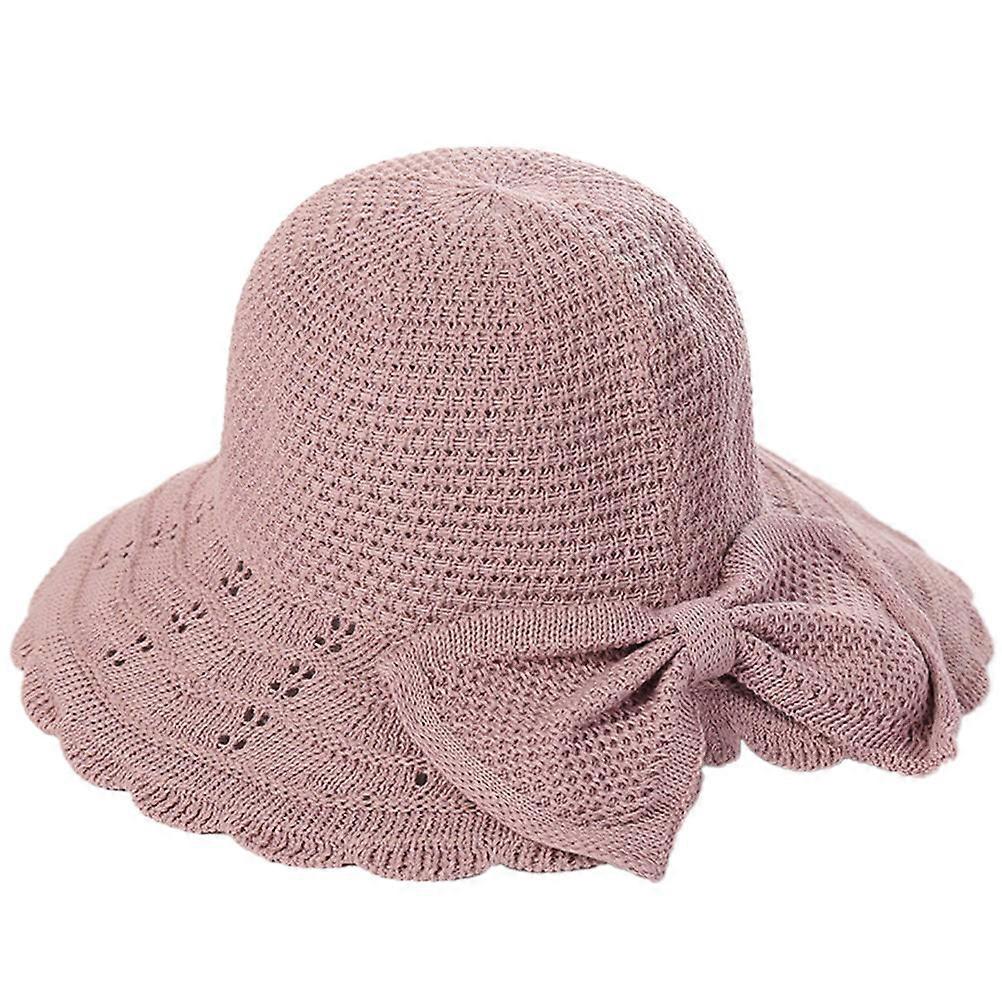 Purple Knitted Hat for Women with Sun Block Protection Perfect for Seaside Vacation Hats Size One Size Fits Most
