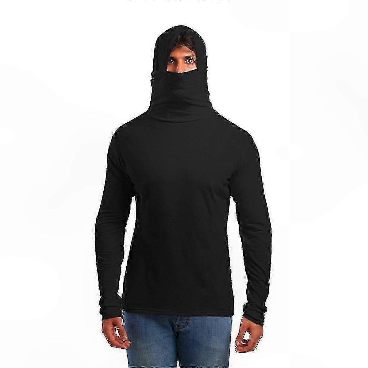 Men's Lightweight Hooded Tee with Mask Feature