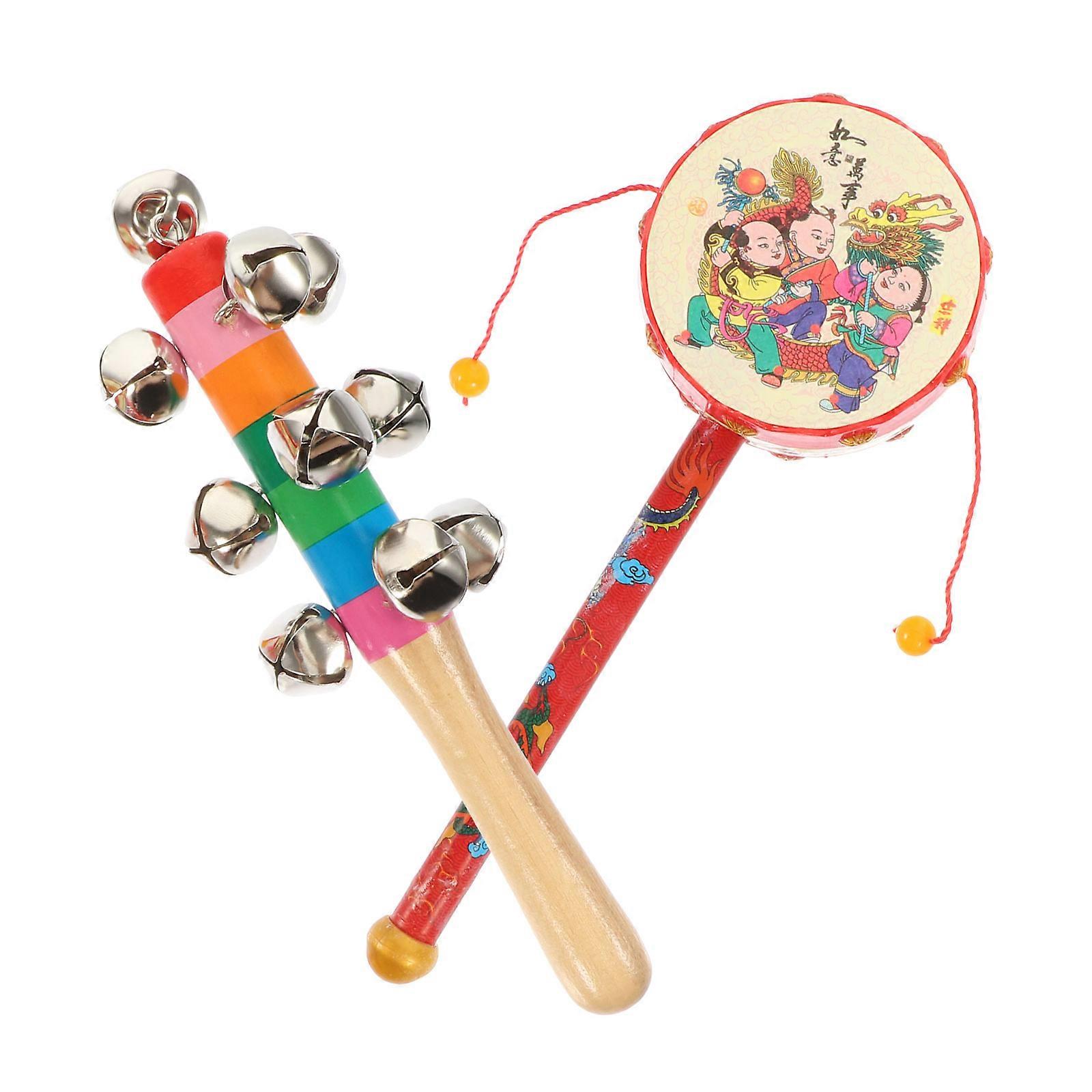 Children's 2Pcs Hand Bell Educational Plaything Assorted Color for Baby Showers and Birthday Parties