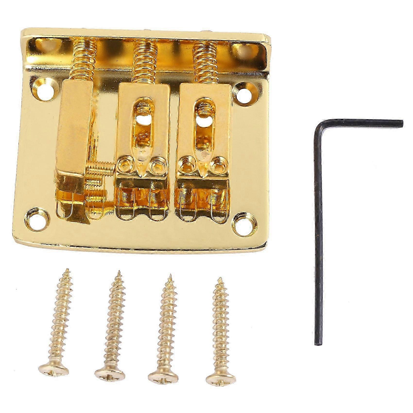 3-string hard-tail bridge for cigar box guitar, gold adjustable top loading