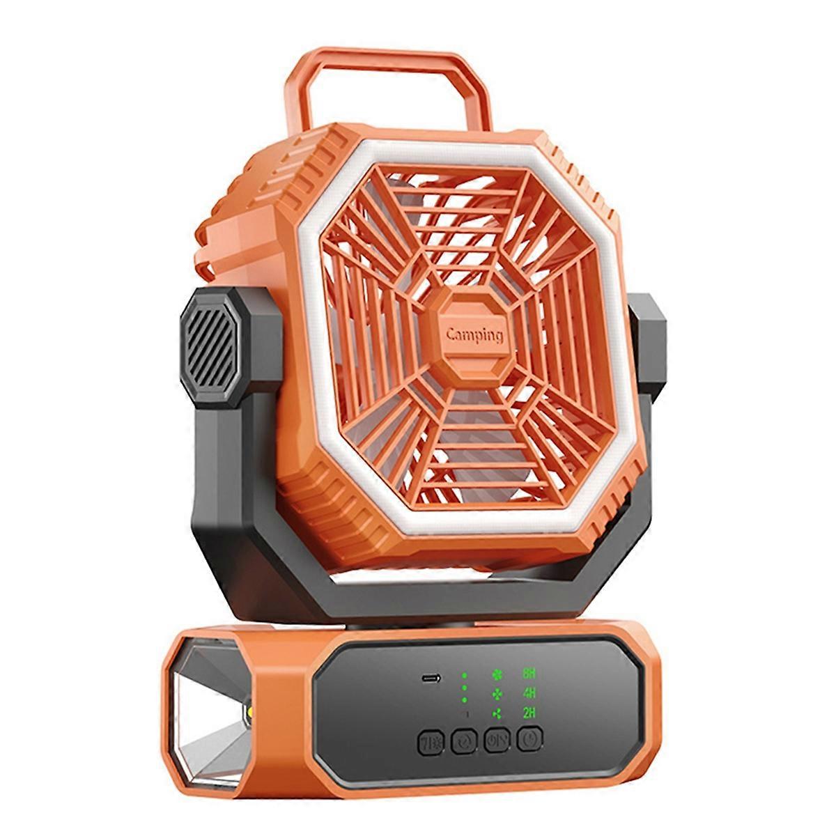 20000mAh Camping Fan Automatic Head Shaking with LED Light 3 Speeds Desk Fan Remote Portable Rechar
