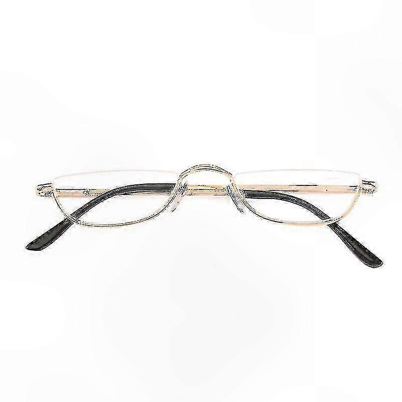 Metal Spring Hinge Reading Glasses Half Moon Semi Rimless 1.0-4.0 Magnification