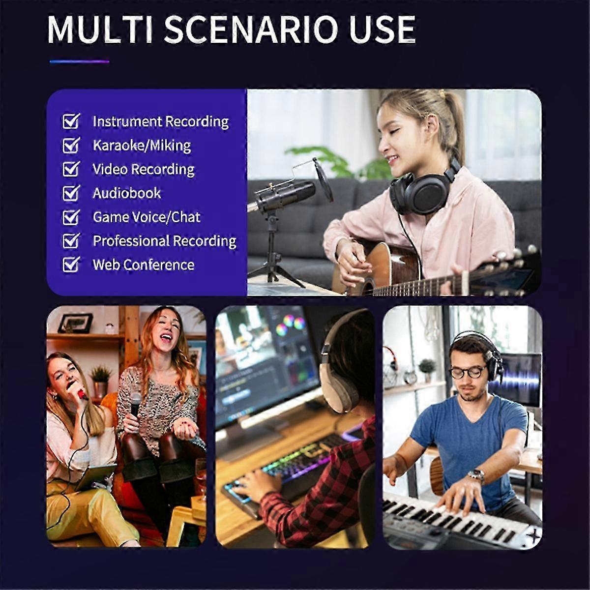 Professional 36bit 384kHz USB Audio Interface - 2 in 2 Out Sound Card for Music Studio Micro Recording