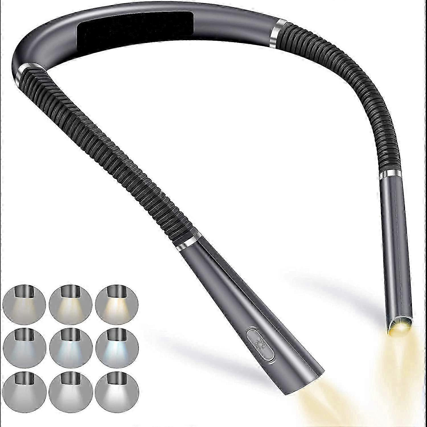 Rechargeable Neck Reading Light, Reading Light Lamp for Reading in Bed-3 Colors Eye Protection, Adjustable Brightness, 80H+ Battery Life, Around the N