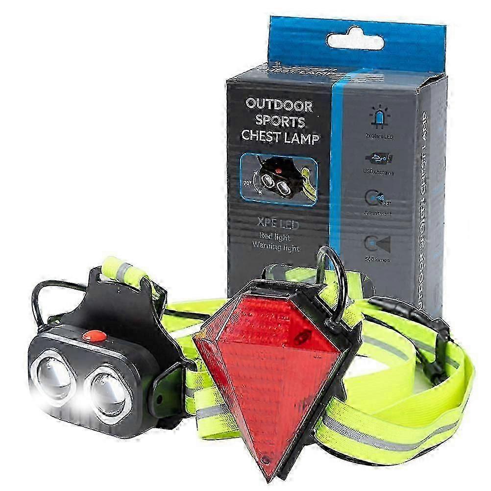Led Chest Running Light, Back Warning Light Usb Rechargeable Safety Vest With Adjustable Beam Angle For Night Running, Hiking, Camping, Jogging Hr