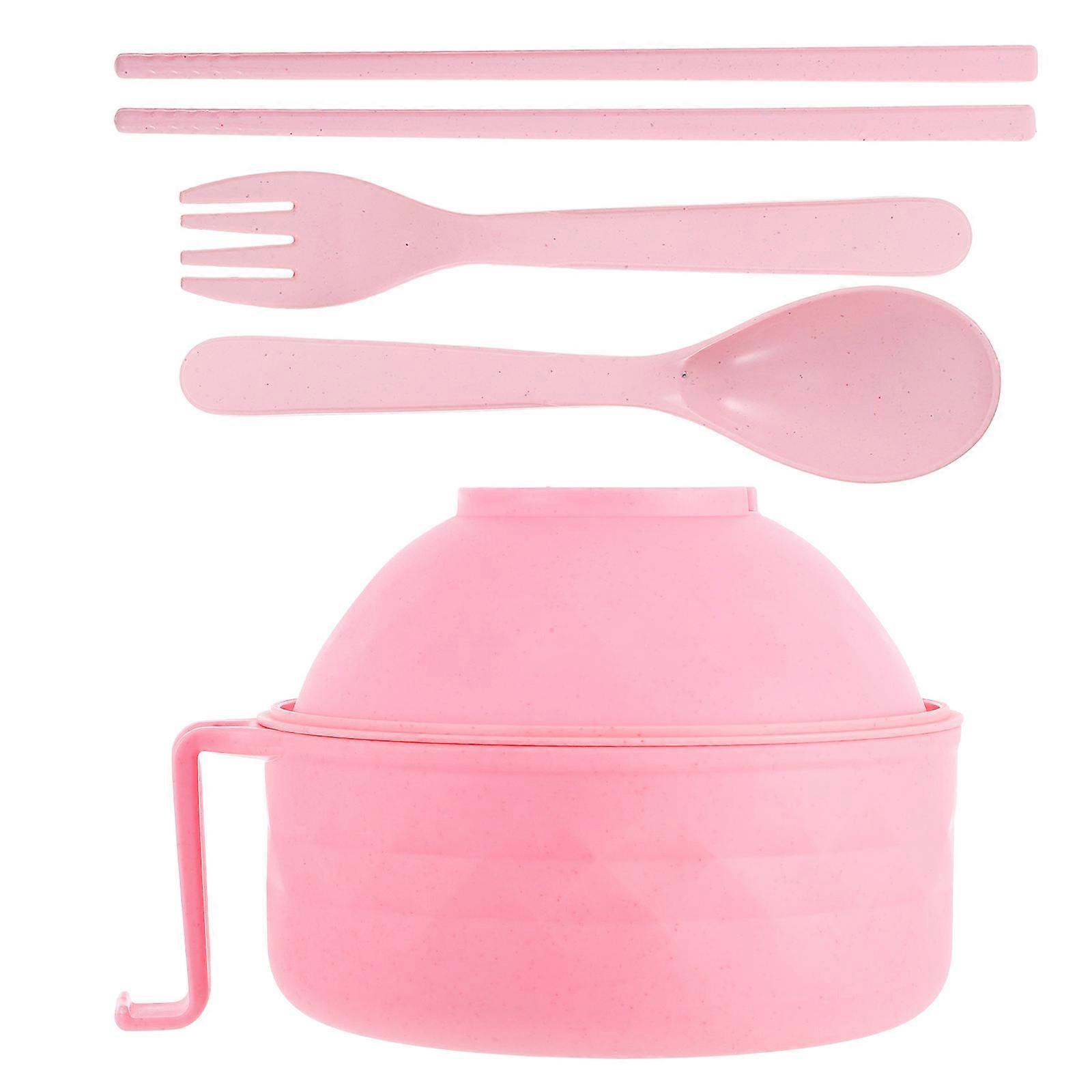 Microwave Pasta Cooker with Strainer Lid for Dorm Room Essentials and Kitchenware Plastic Pink Bowl for Meal Preparation 1Set