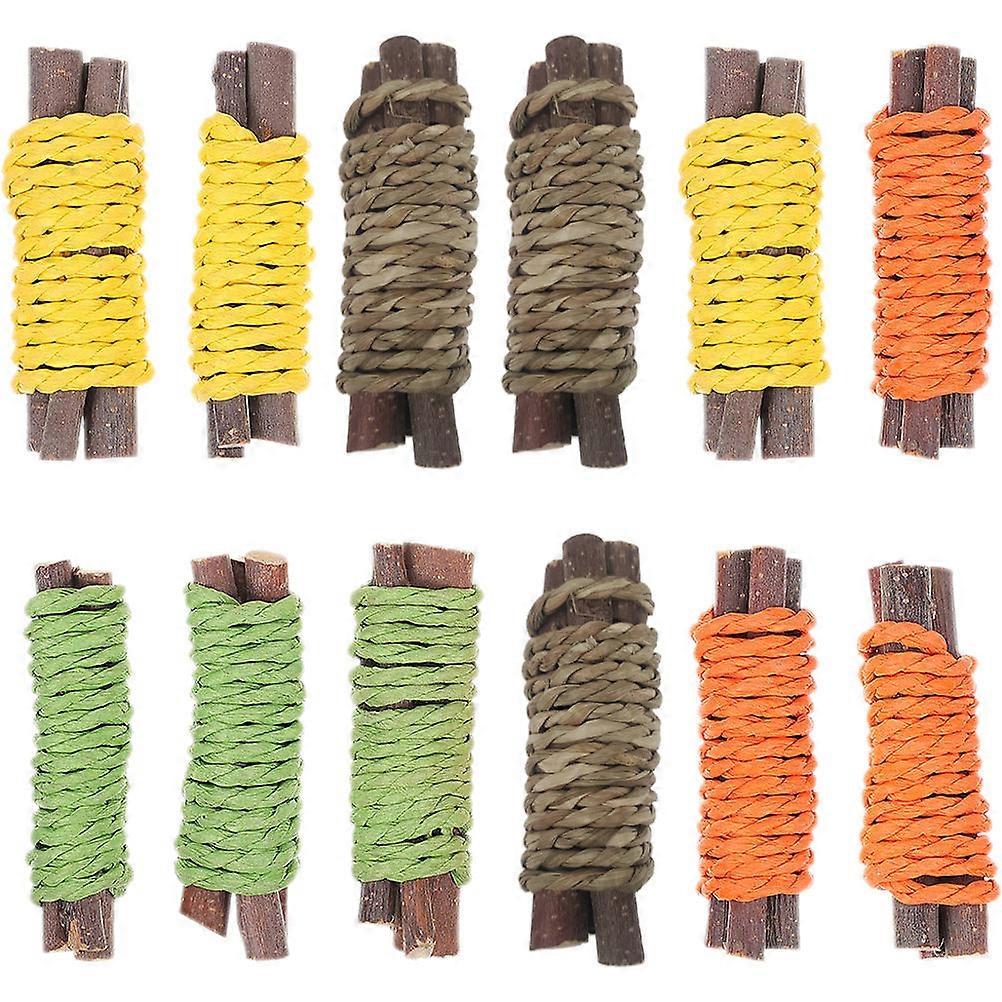 Bunny Chew Toys Rabbit Small Pets Daily Apple Branch Assorted Color for 12Pcs