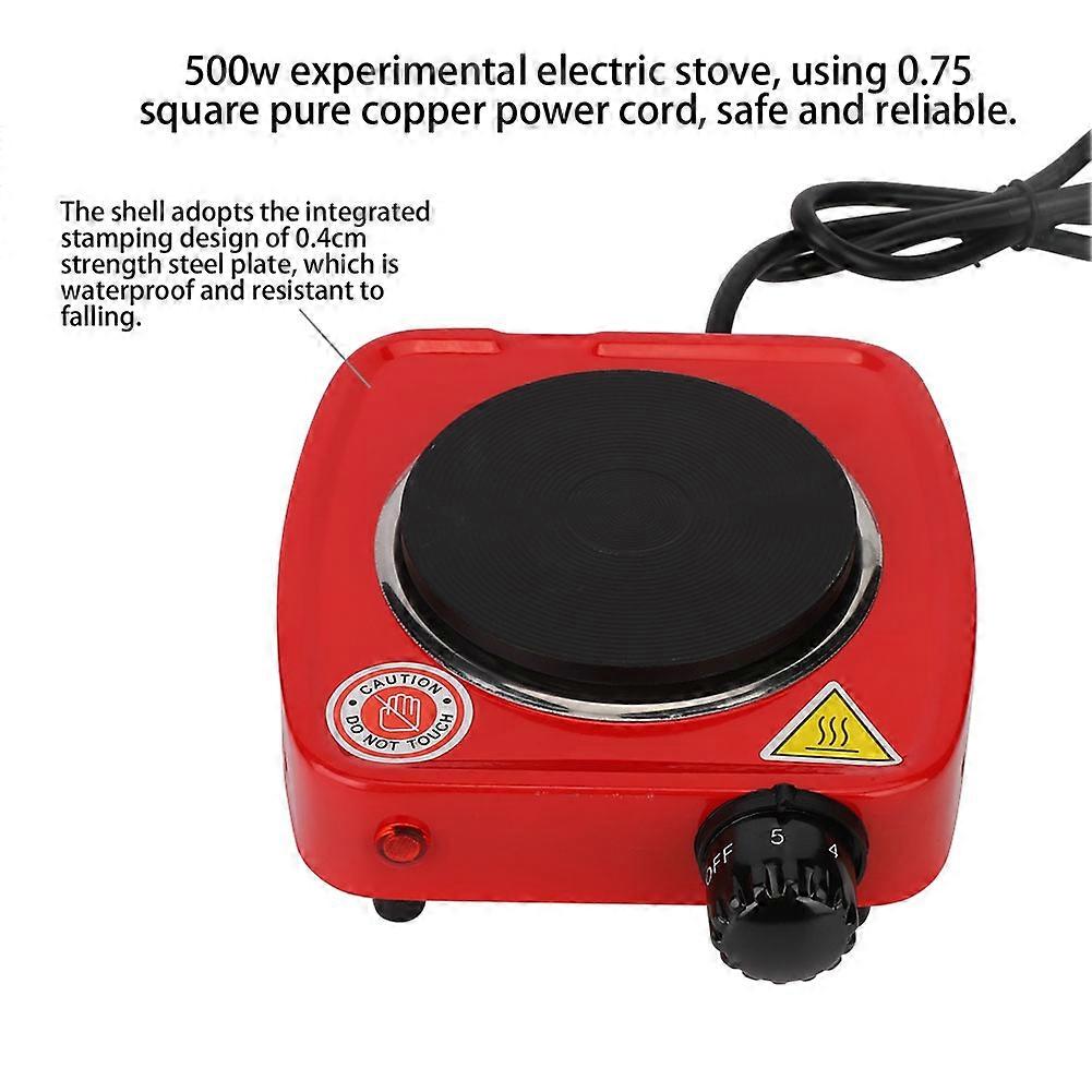 500W Red Mini Electric Stove with 5-Stage Temperature Control