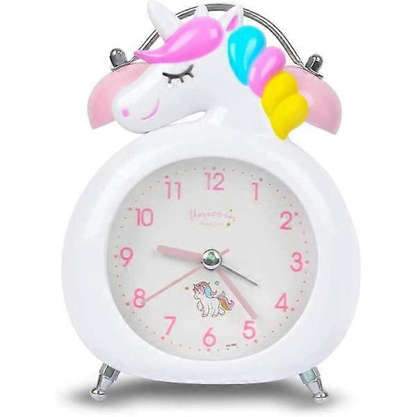 Children's Clock, Silent Clock with Night Light, Loud Alarm, Children's Table Clock, Non-Ticking Bedside Clock, Double