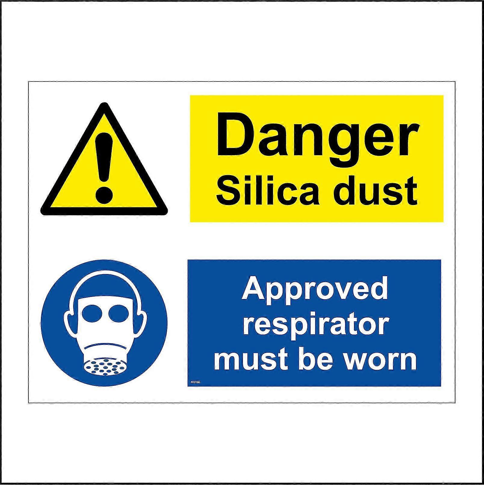 MU166 Danger Silica Dust Approved Respirator Must Be Worn Sign with...
