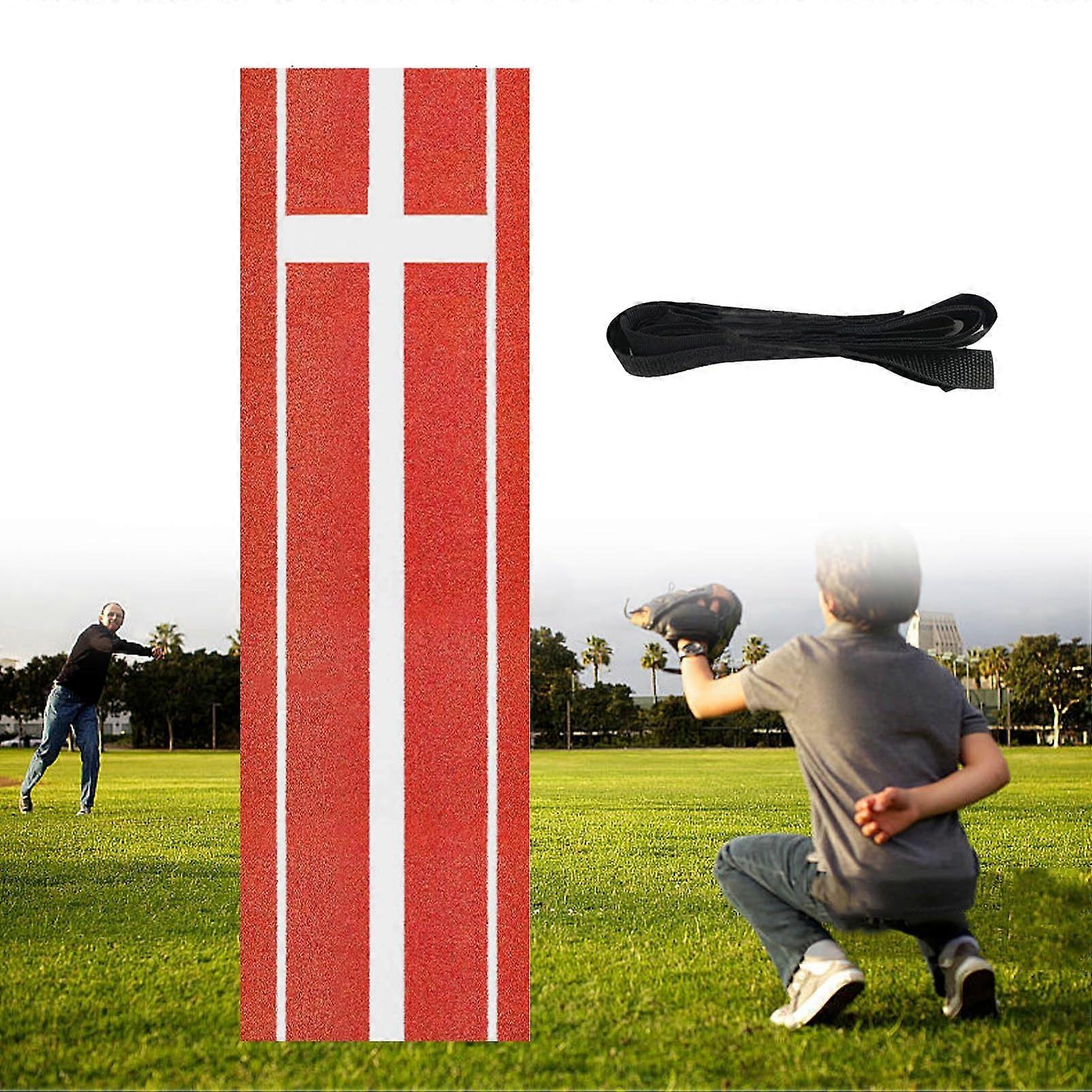 NonSlip Baseball Softball Pitching Training Mat Indoor Outdoor Practice Mat Red With Carry Strap
