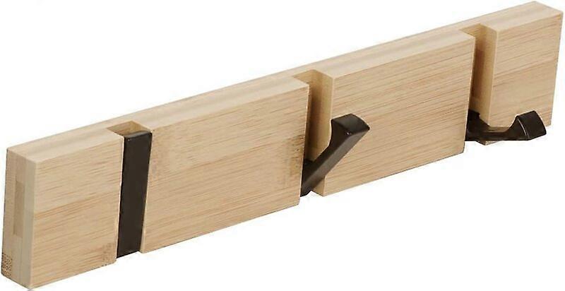 Wooden 3-hook coat rack with metal accents, practical in function