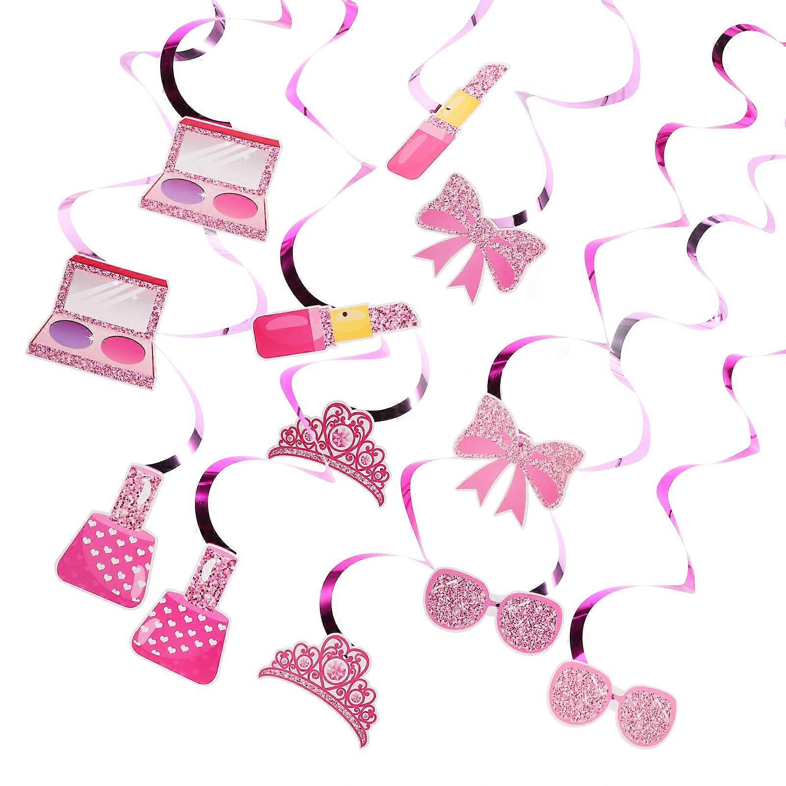Hanging Swirl Decorations for Birthday Party Ceiling Hanging Decorative Item in Rosy Color 1 Set