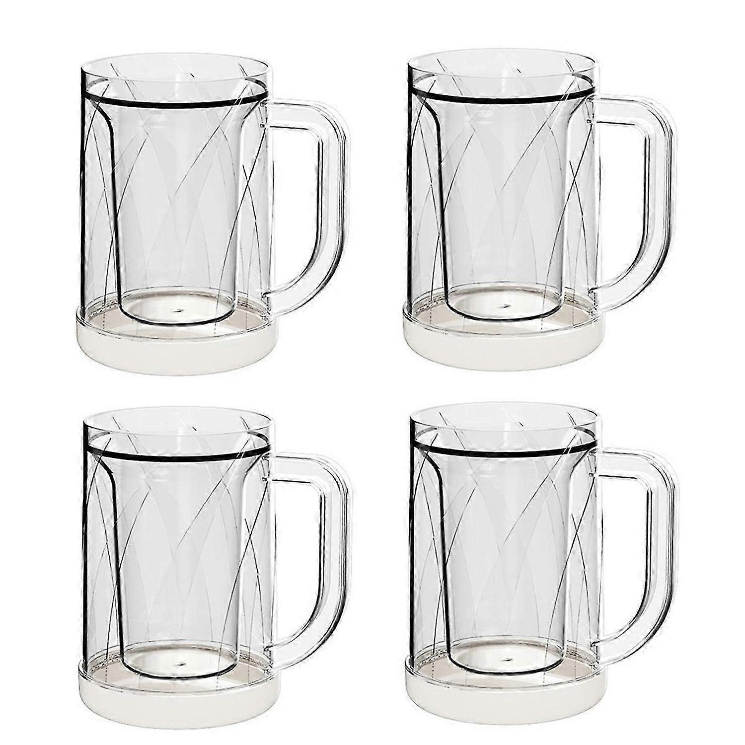 4 Pcs Frozen Beer Mugs for Freezer Double Wall Gel Frosty Freezer Mugs Beer Ice Mugs for Freezer Dri