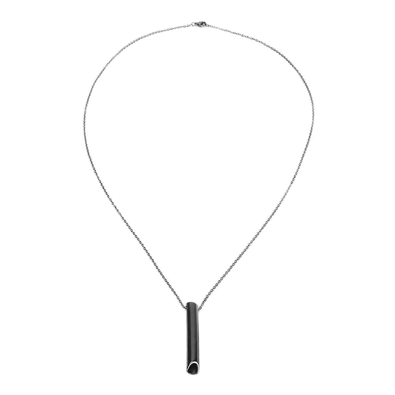 Collier de respiration consciente en acier inoxydable réduit le stress Collier de sifflet d’anxiété portable pour femmes et hommes noir