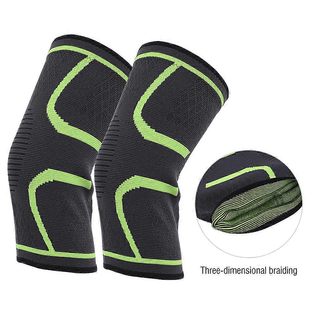 Knee Support Brace M, Light Green, Elastic Sport Kneepad 27cm