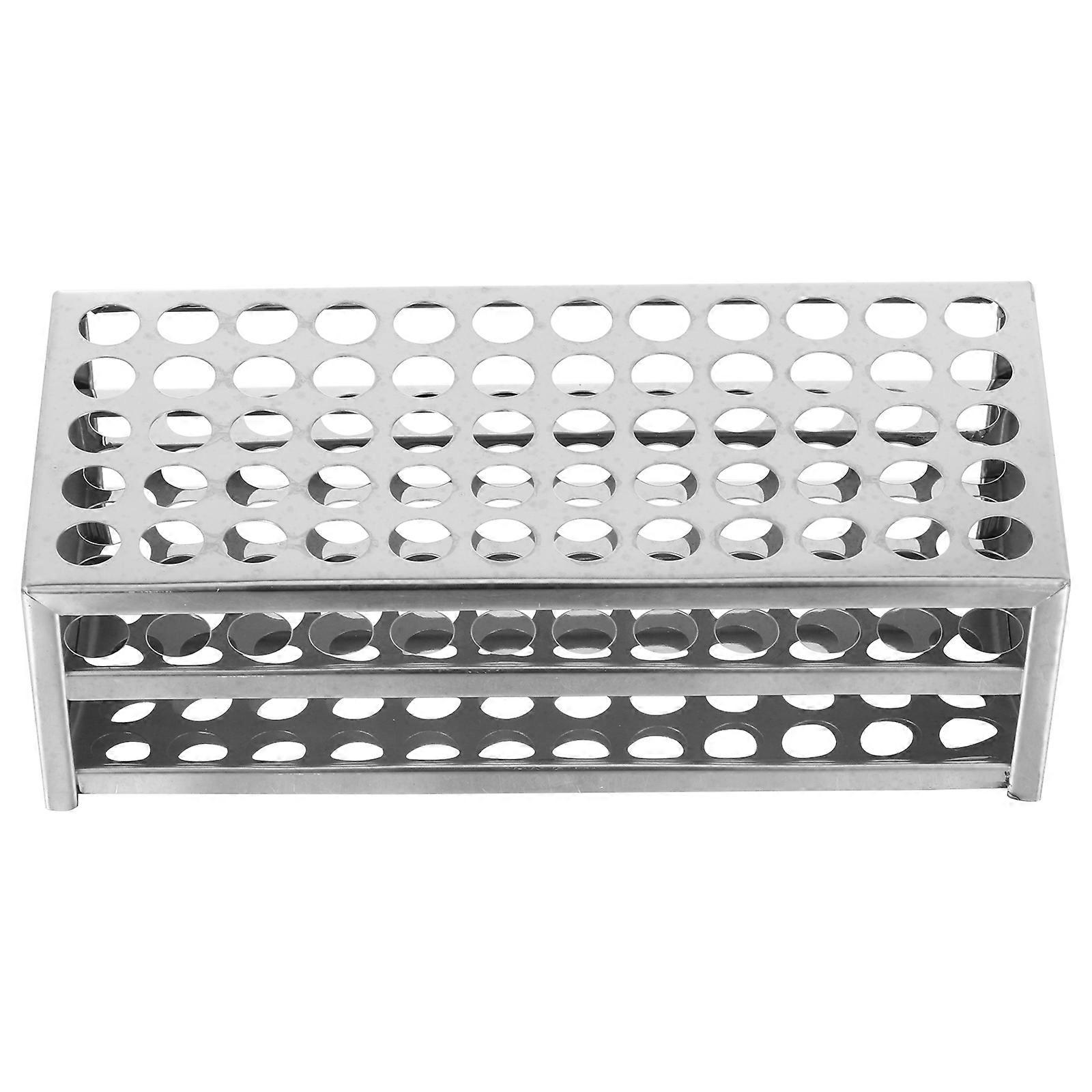 Metal Test Tube Rack Laboratory Equipment for Students Laboratory Use Silver Stainless Steel 1Set