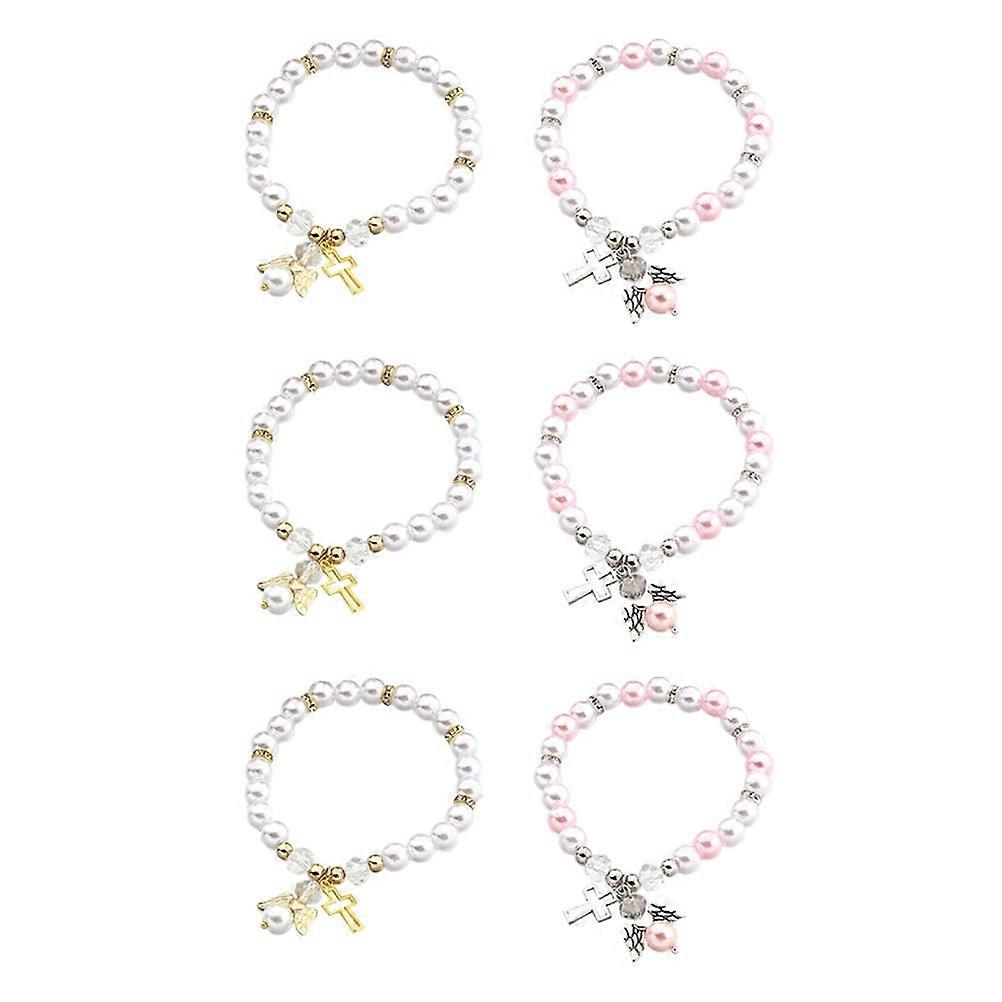 Rose Beads Bracelet Angel Wing Wrist Chain for Home 6Pcs Assorted Colors