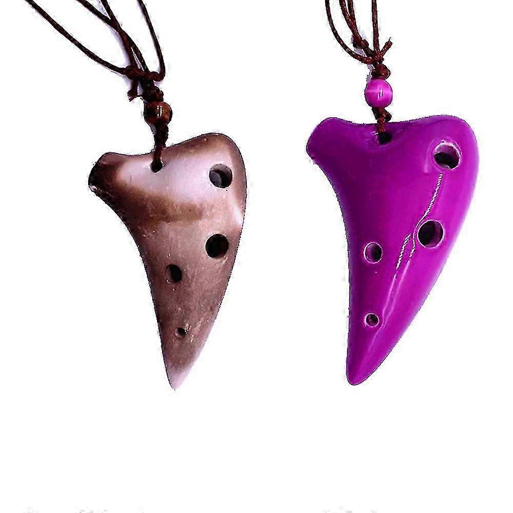 2pcs 6 Hole Ceramic Mini Ocarina With Lanyardbeginner Learning, Christmas Gift