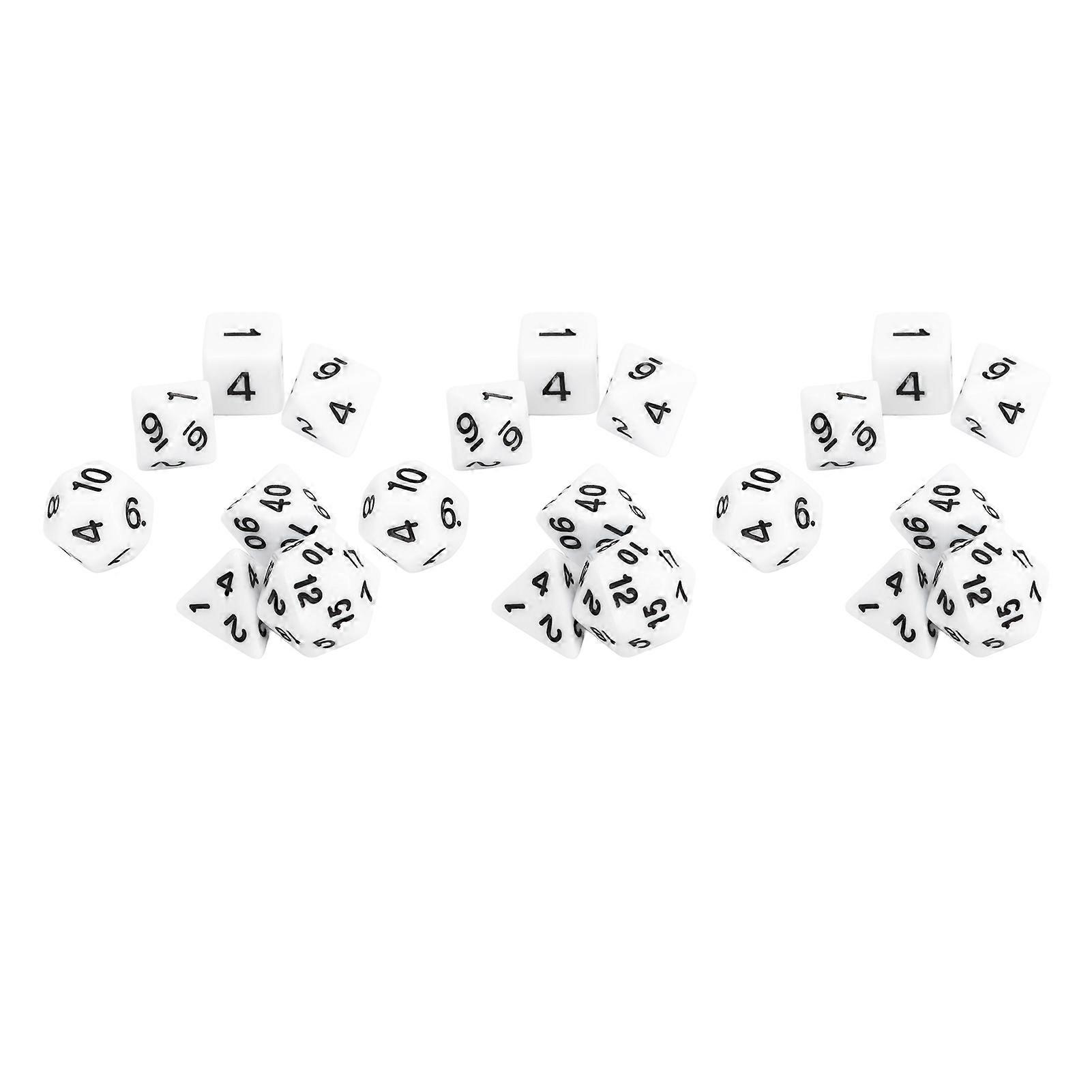 21Pcs White Multi Sided Dice Set Waterproof Plastic Puzzle Game