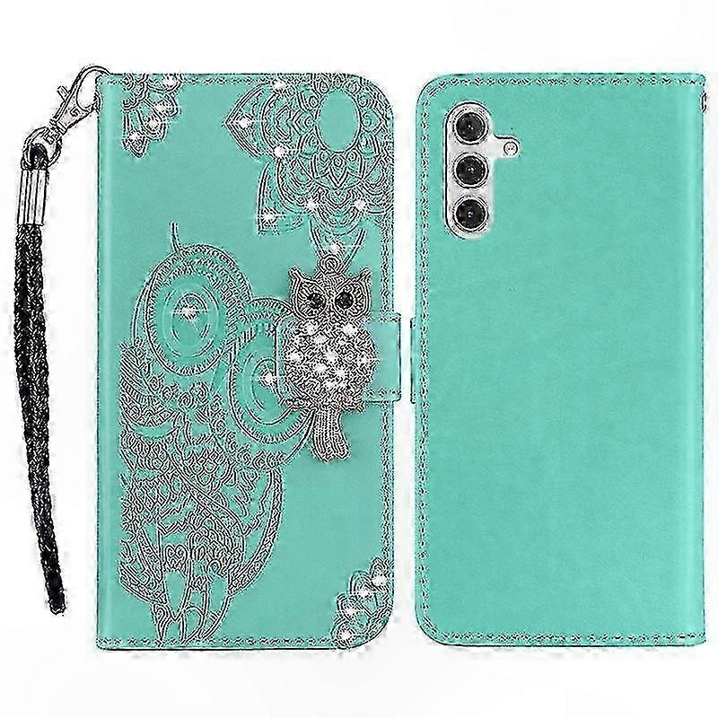 Floral Owl Design Leather Case with Stand Function and Rhinestone Accents for  Galaxy S23 FE