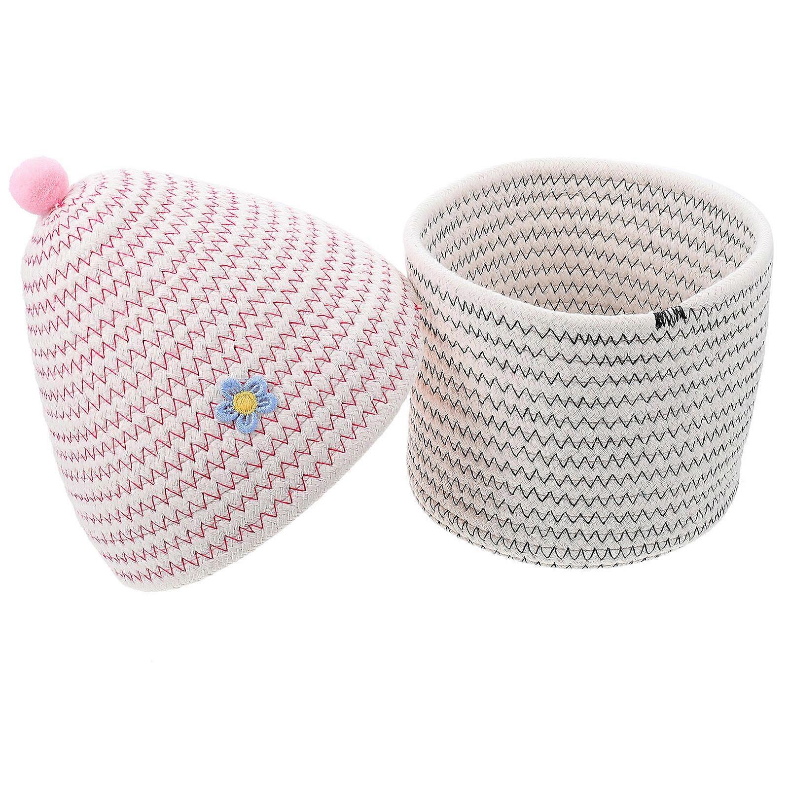 Home Storage Basket Cotton Woven Container for Organizing 2Pcs Sundries