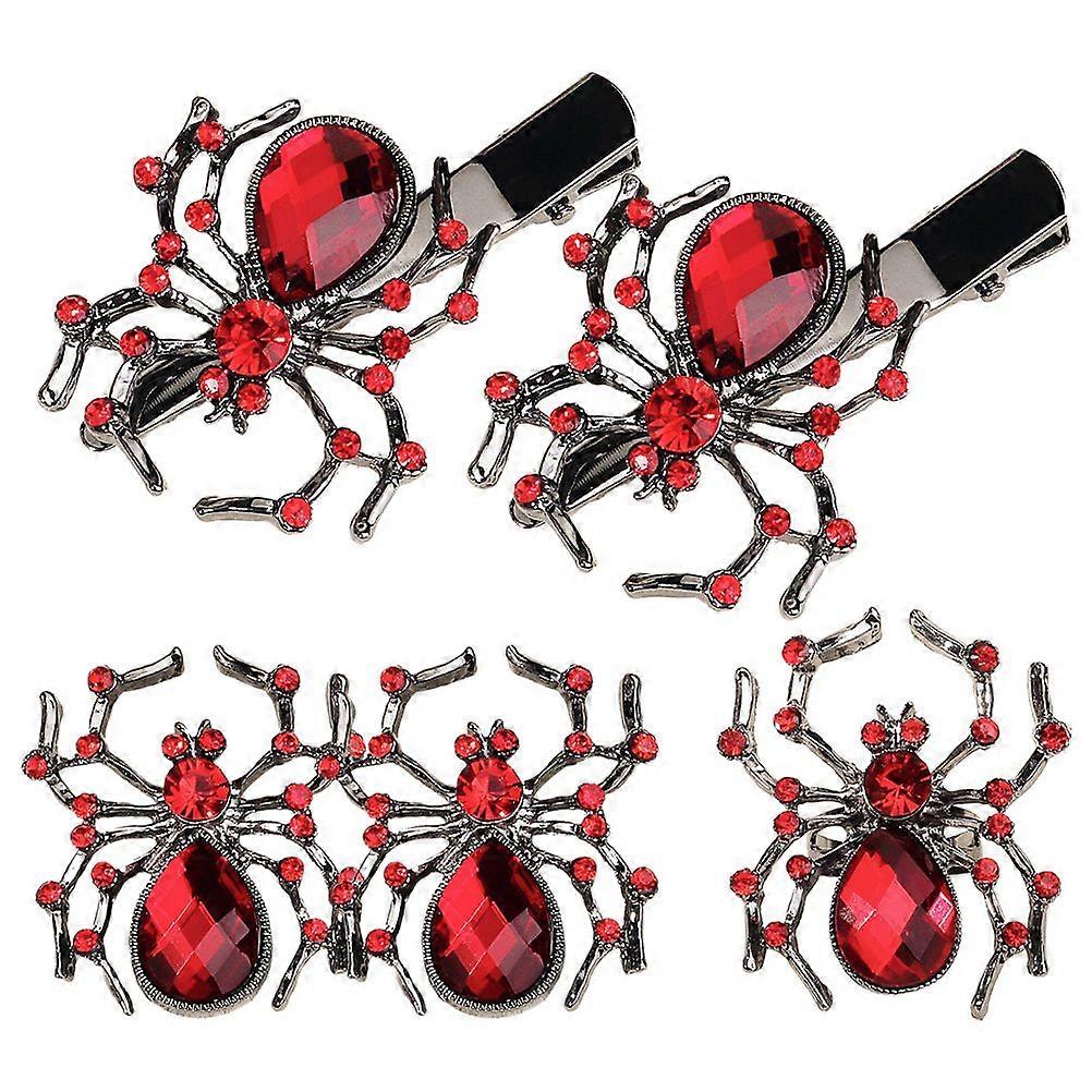 1 Set Rhinestone Ring Spooky Ring Spider Clips Spider Ring Decor Spider Jewelry Set