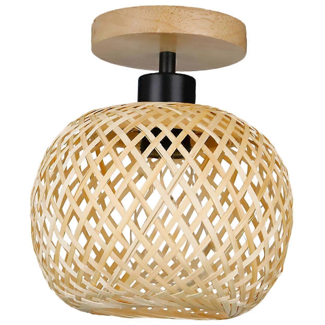 Bamboo Woven Ceiling Light Fixture Rustic Style Ceiling Lamp Easy To Install Durable For Office Corridor