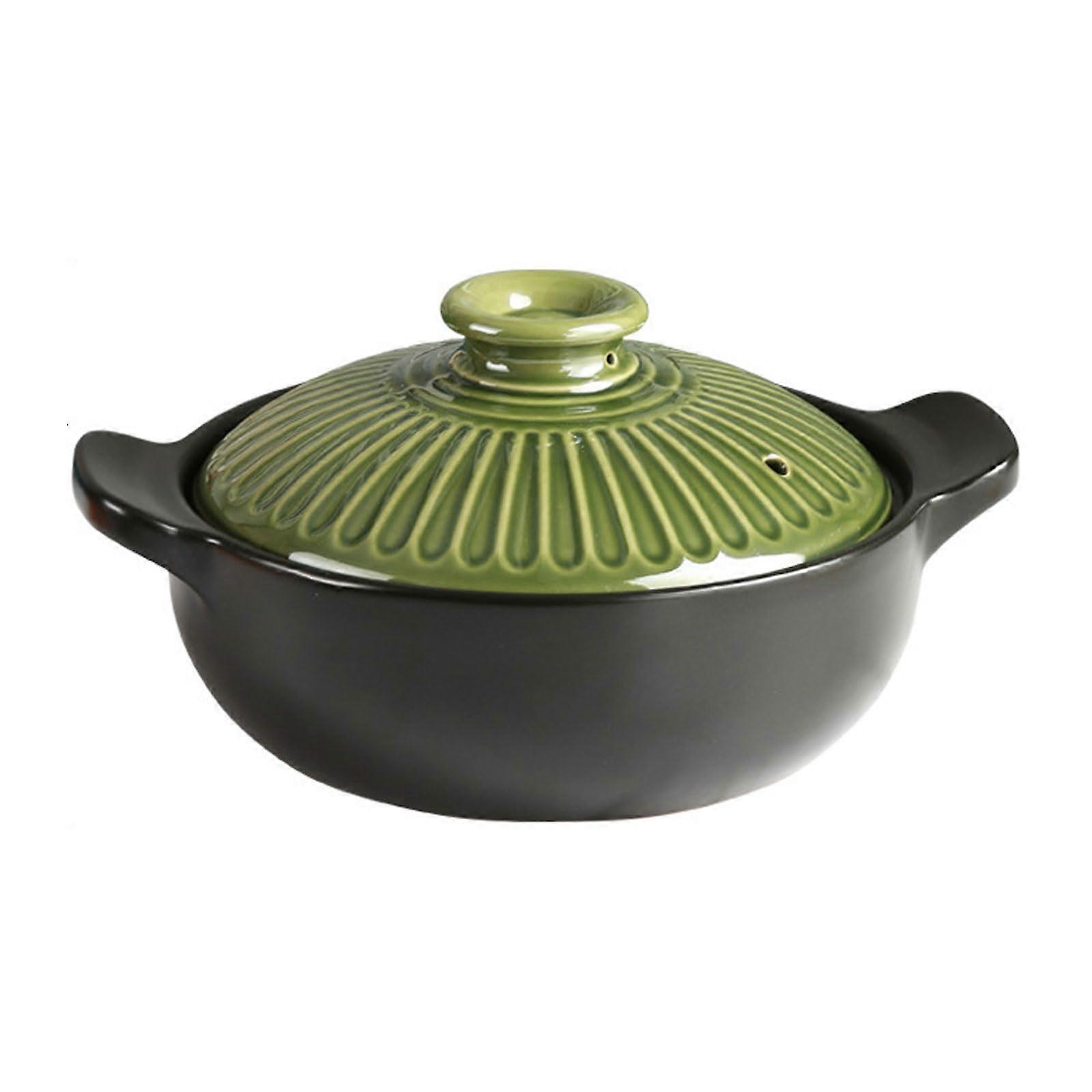 Clay pots for Cooking Ceramic Hot Pot With Lid Chinese Cookware 1.5L Stockpot For Stew And Soup Blue Green