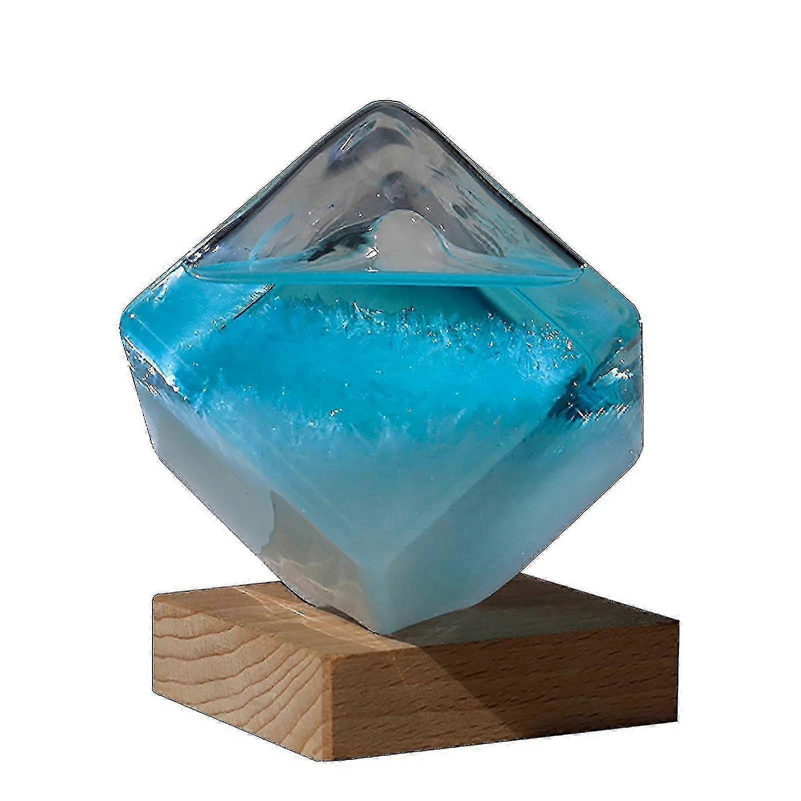 Weather Cube with Base - Desktop Decor for Weather Forecast, Glass Storm Design