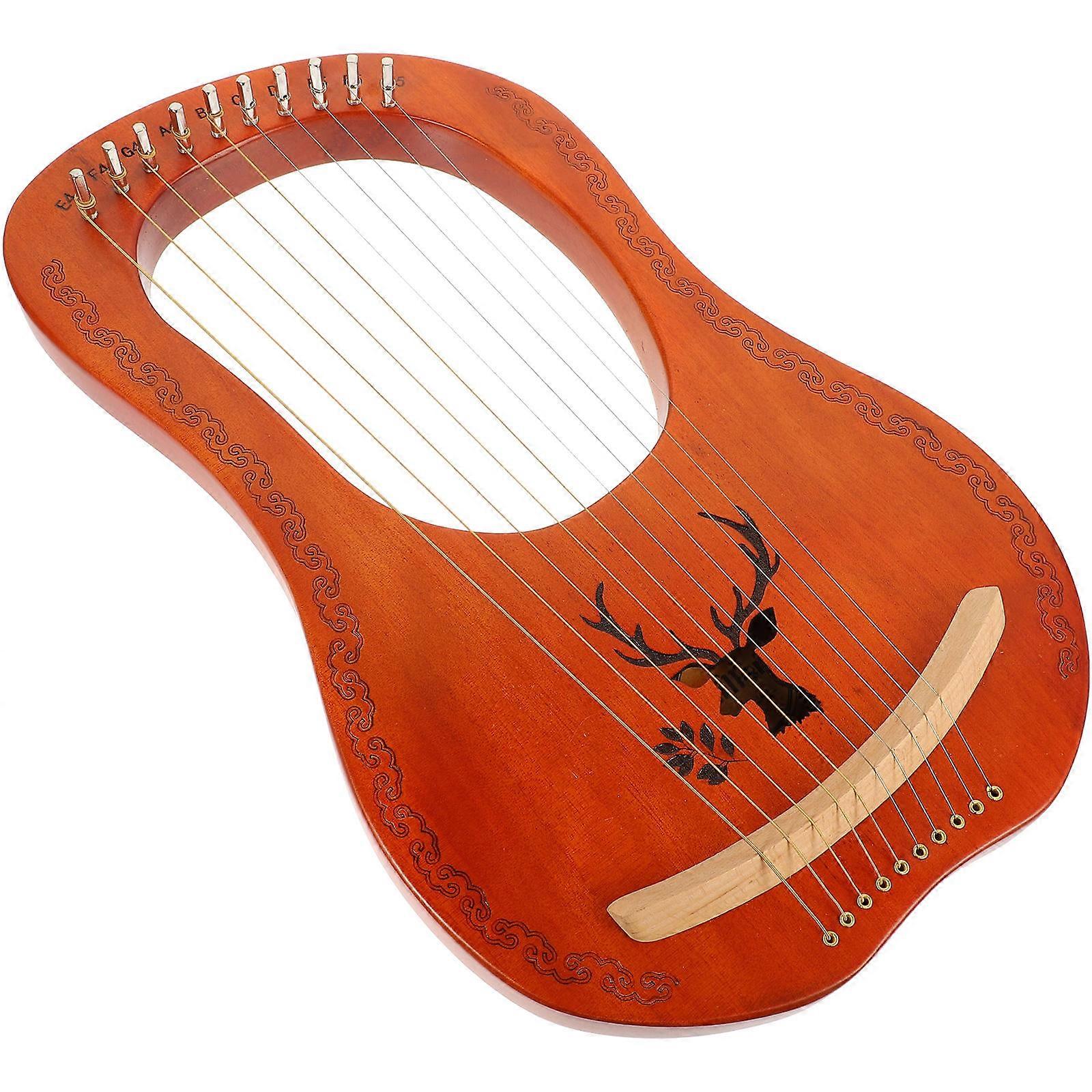 10 Tone Lyre Harp Crafted Wooden Instrument Designed For Beginners 9.43x15.33x0.98in Melodious Sound 3 Sets