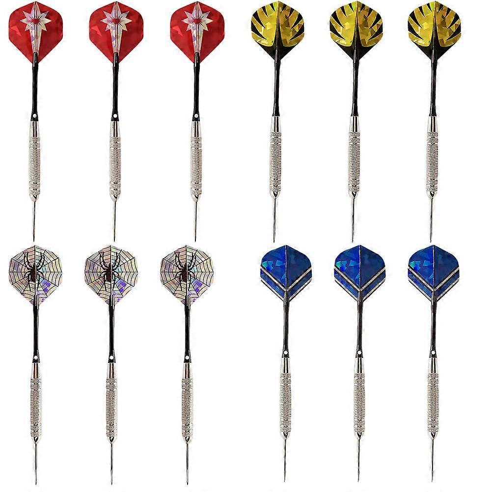 Pin Type Darts Toy Set for Playing 12Pcs Portable Steel Tip Black