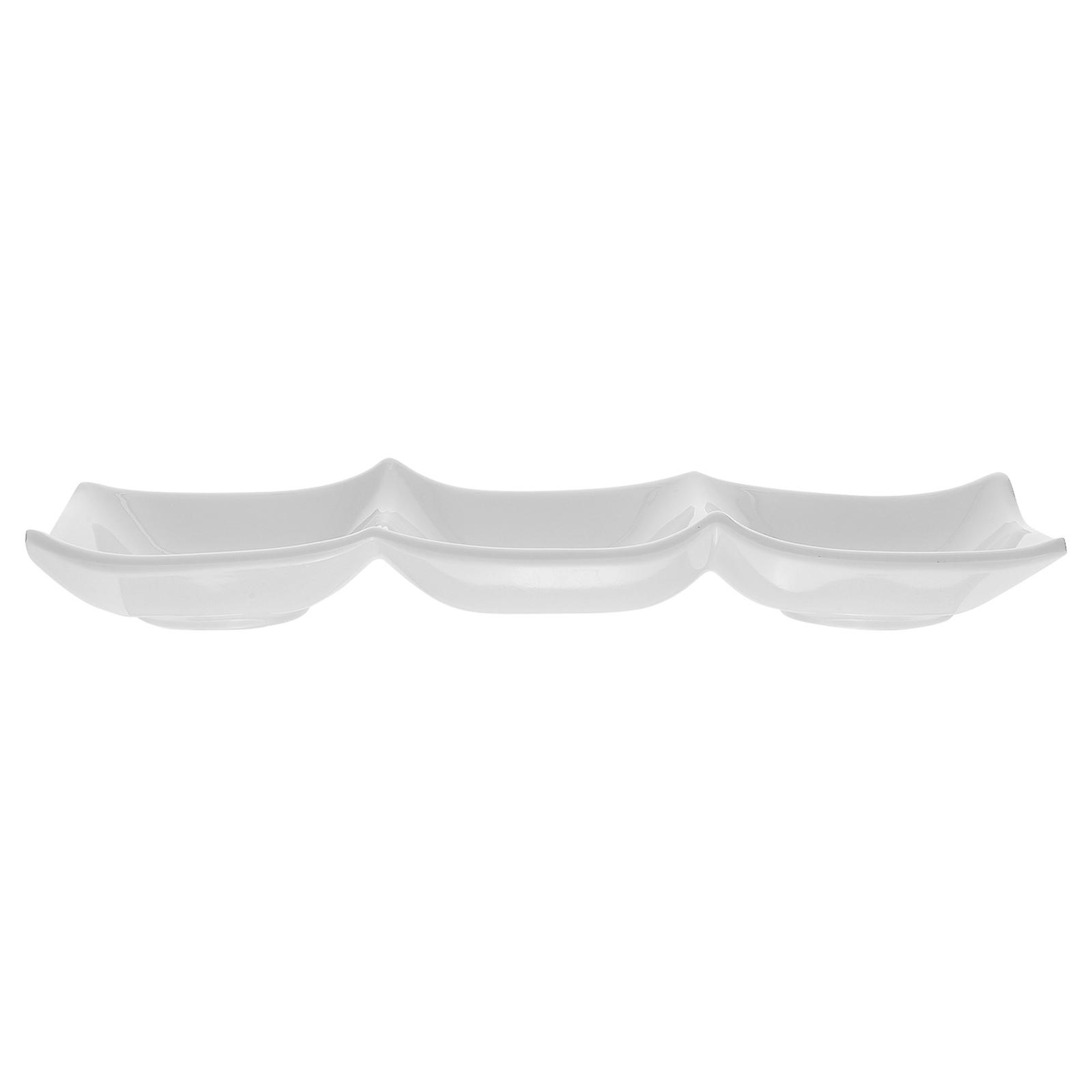 5Pcs Reusable Sauce Dipping Plates For Party Barbecue Three Grids Serving Dish 9.8X3.5in Practical Condiment Holder
