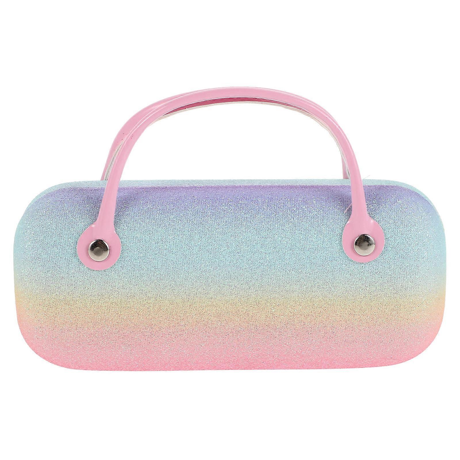 Compact Glasses Case Stylish Colorful Exterior Hard Shell For Travel School Trips 1Set
