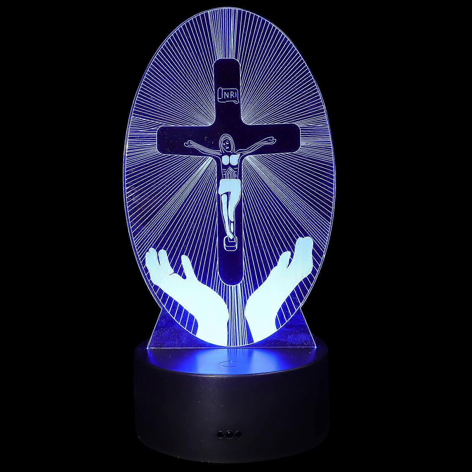 Adjustable Led Night Lamp Color Changing Cross Table Light For Bedroom 1Set
