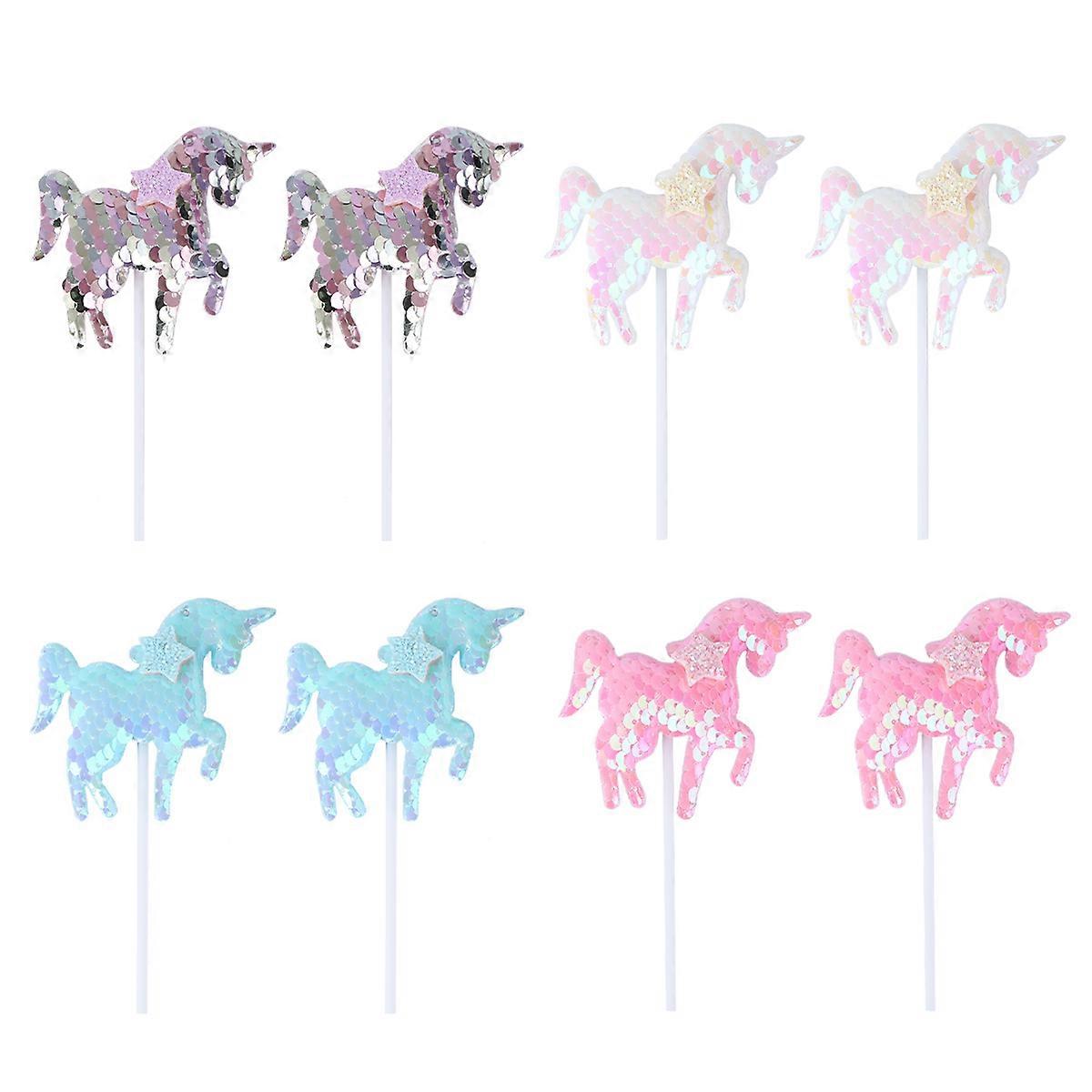 Assorted Color Unicorn Cake Toppers for Birthday Celebration 24Pcs Pack
