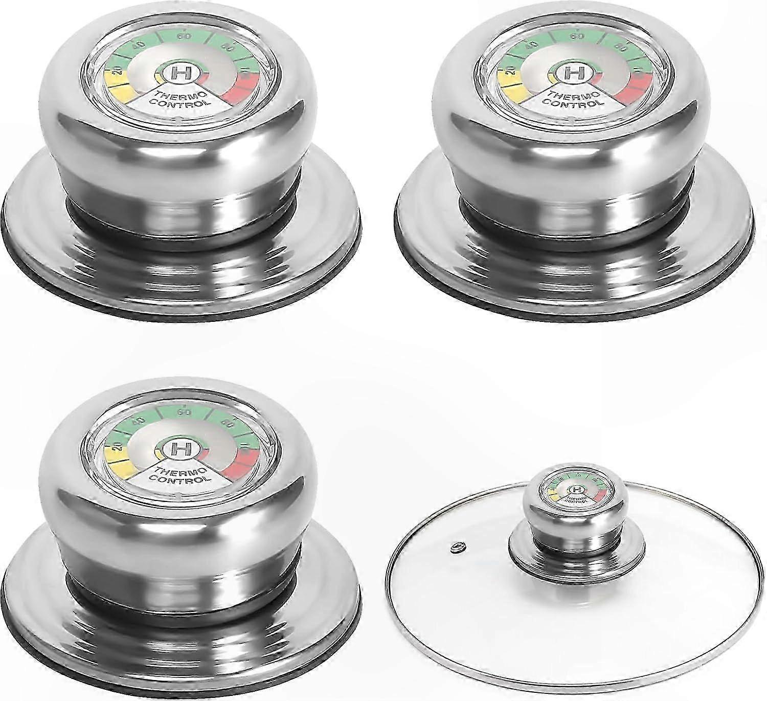Thermometer Glass Lid Knobs for Pots and Pans with Temperature Indicator Handle for Stockpot and Frying Pan Lid Replacement