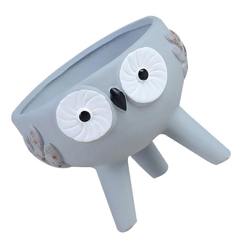 Ceramic Owl Succulent Planter For Decorative Gardening In Grey With Regular Mouth Shape 3Pcs