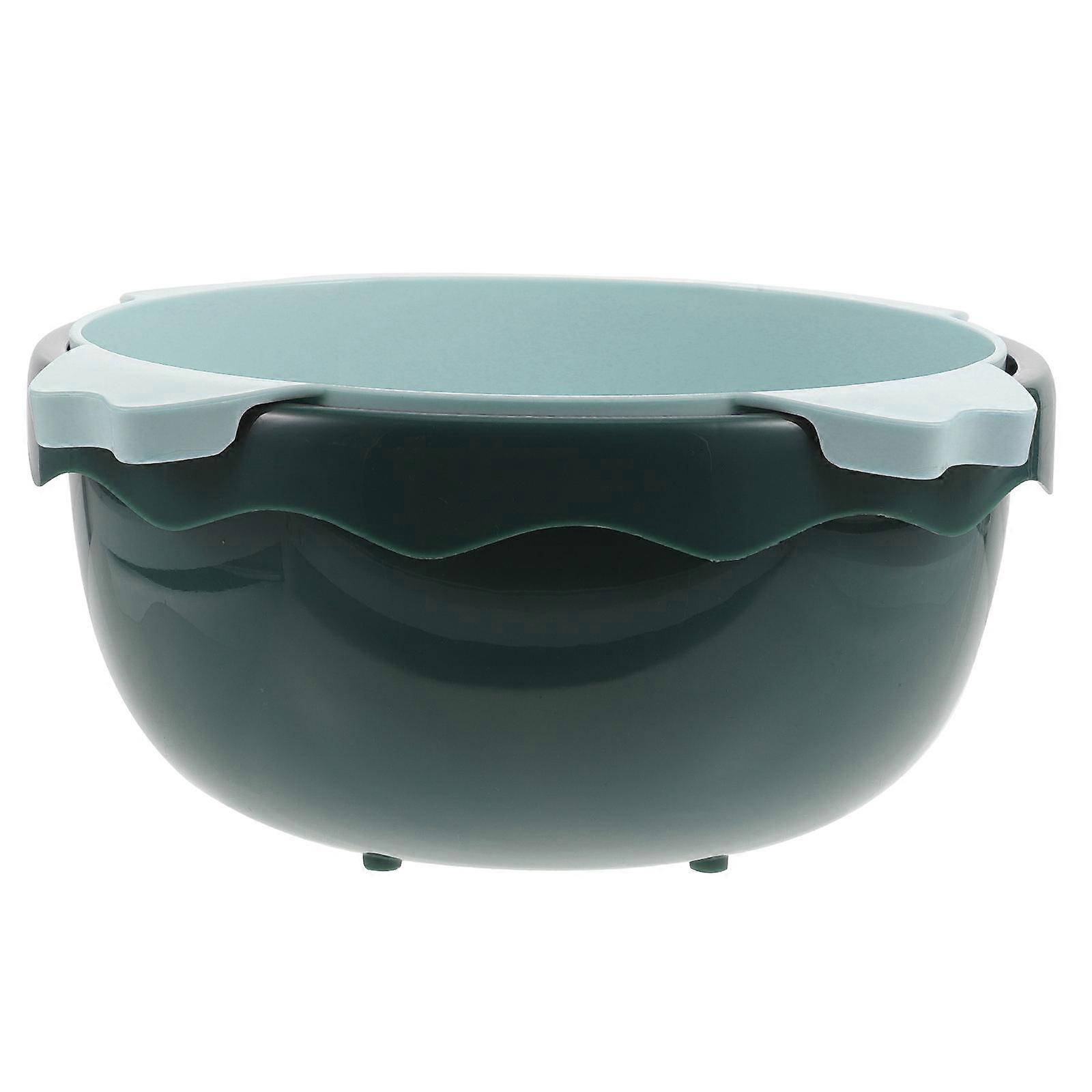 Multifunctional Drain Basket Kitchen Storage Double-layer 22X22X11CM Blue 1Pcs