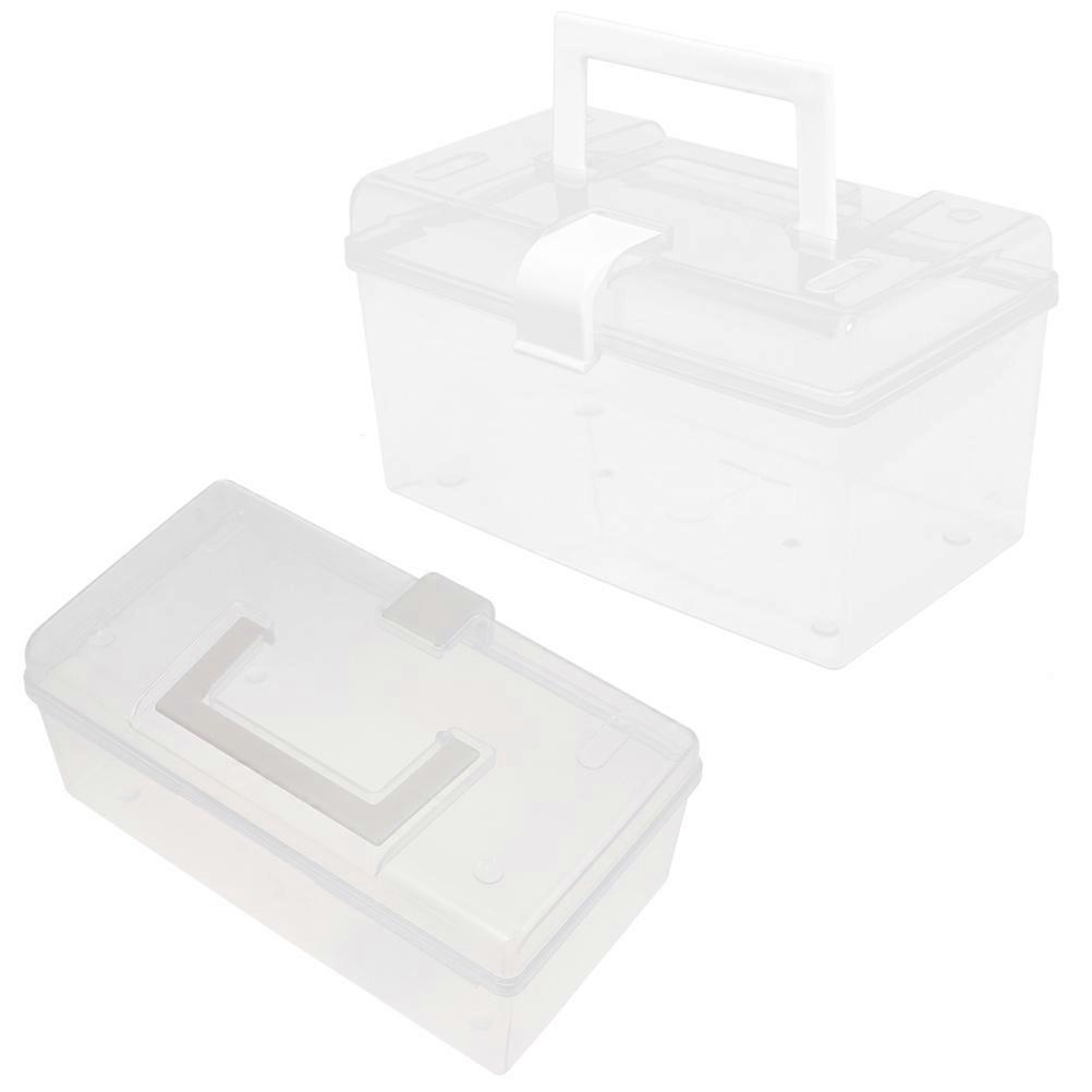 Face Mask Storage Box Transparent with Durable Lid for Home Use 4Pcs