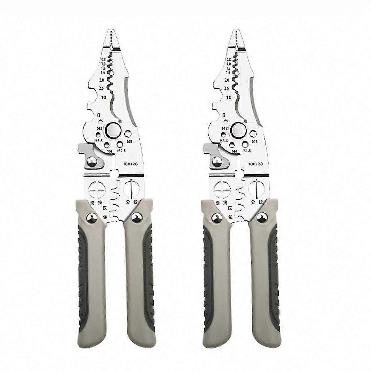 2Pcs Multifunctional Wire Stripper Crimper Cable Cutter Pliers