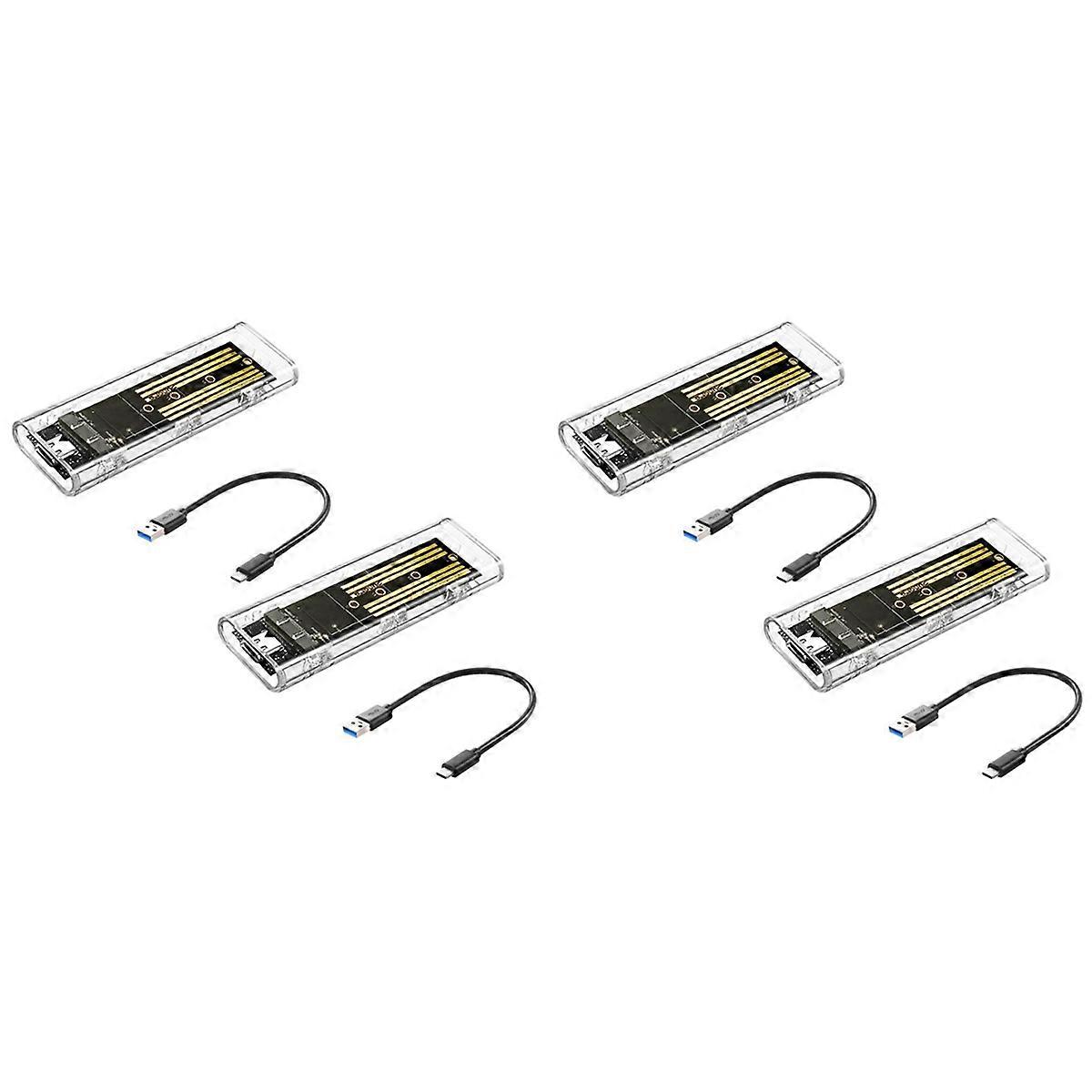 4PCS M2 SSD Case M.2 NVME SSD Enclosure Portable USB3.1 Type-C SSD Transparent Hard Disk Case 5Gbps