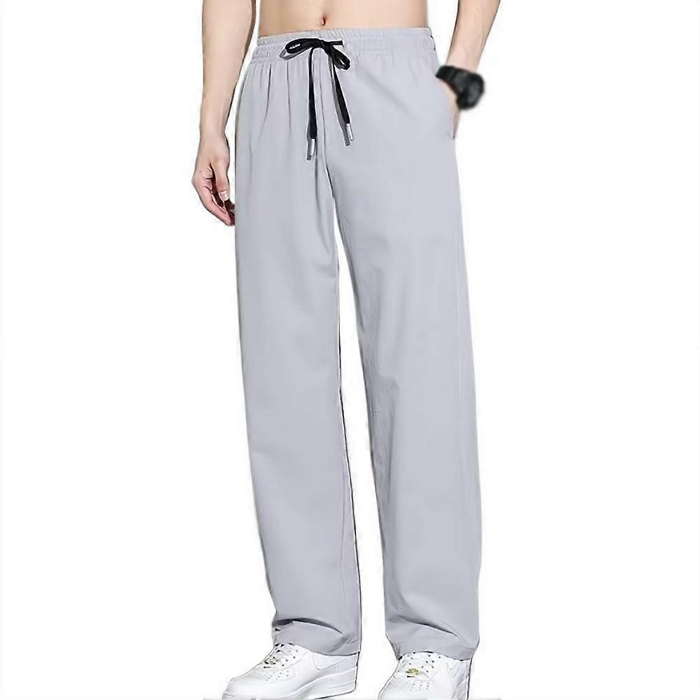 For Big And Tall Men Lightweight Breathable Summer Trousers High Elastic Waist Loose Fit Multiple Colors