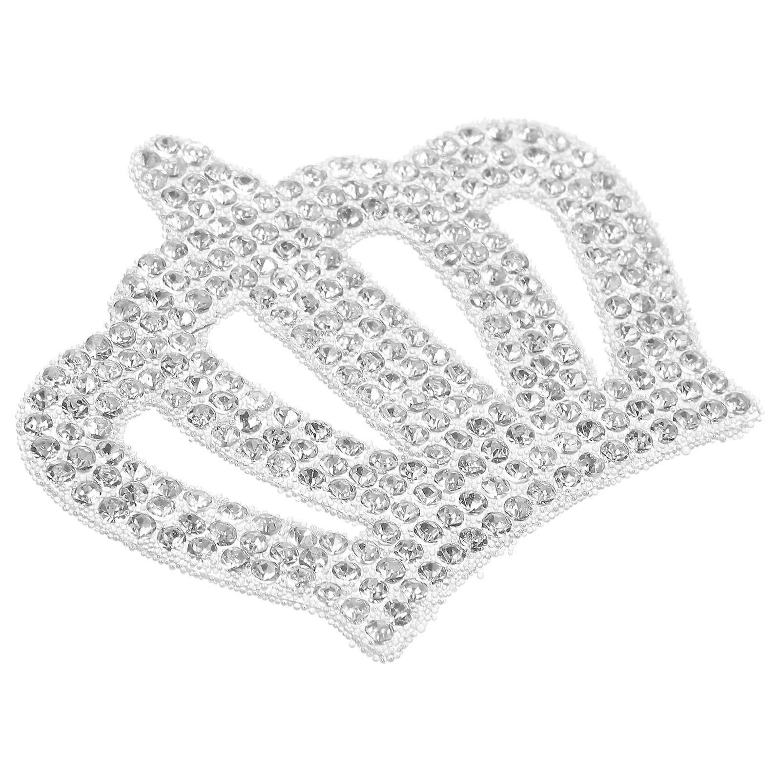 Rhinestone Car Sticker Decal 4Pcs 3D Design Vehicle Decoration DIY Projects Silver Rectangular Decorative