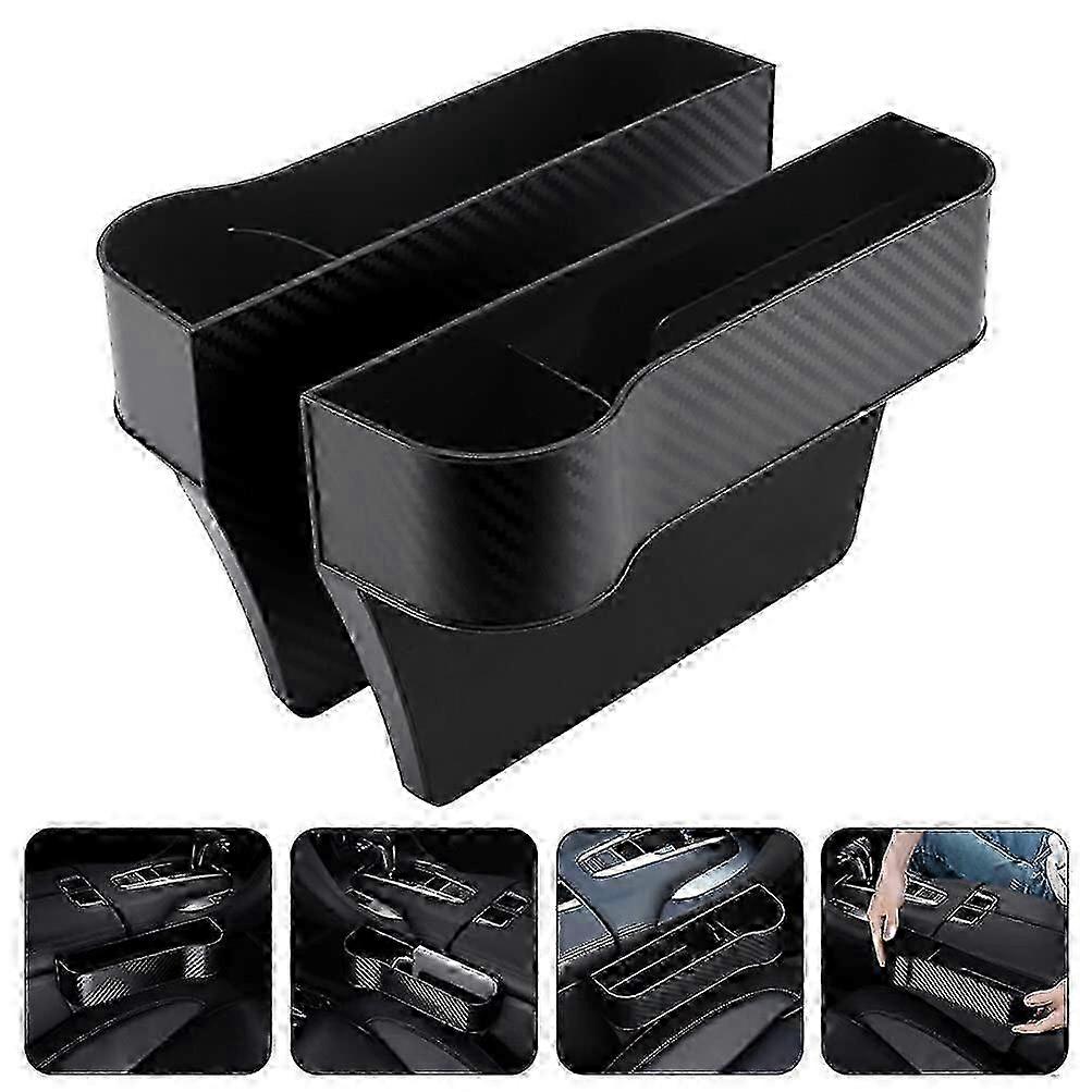 2 Pieces Seat Space Storage Box with Cup Holder Side Center Console Extra Pockets Auto Accessories 26s