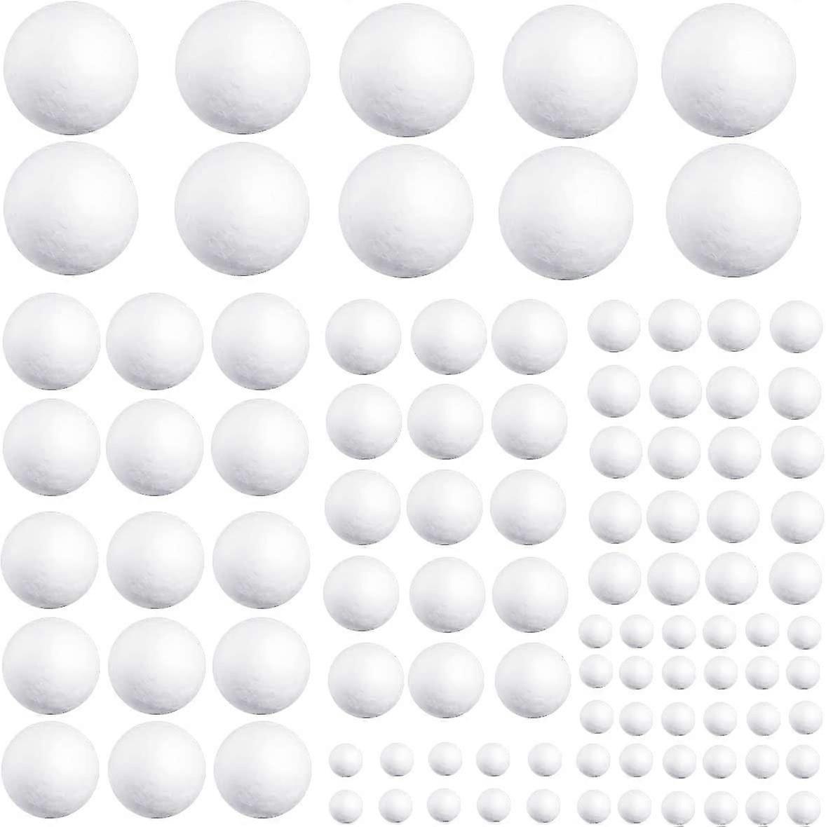 5 Sizes White Foam Balls Polystyrene Craft Balls Smooth Solid Sphere Styrofoam Art Decoration Foam Balls For Diy Art Craft, School Projects, Household