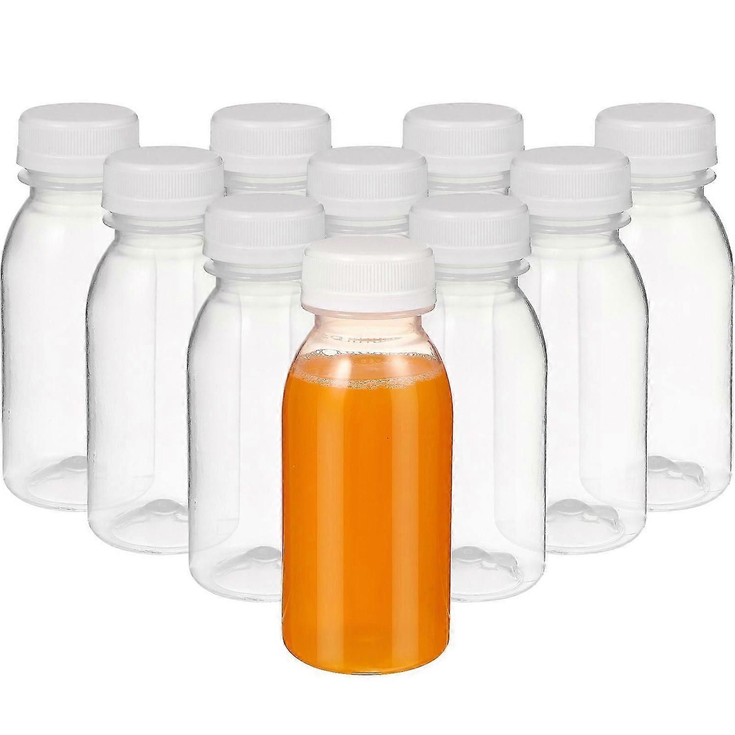10pcs Juice Bottles Milk Bottles Beverage Bottles Transparent Bottles with Lid