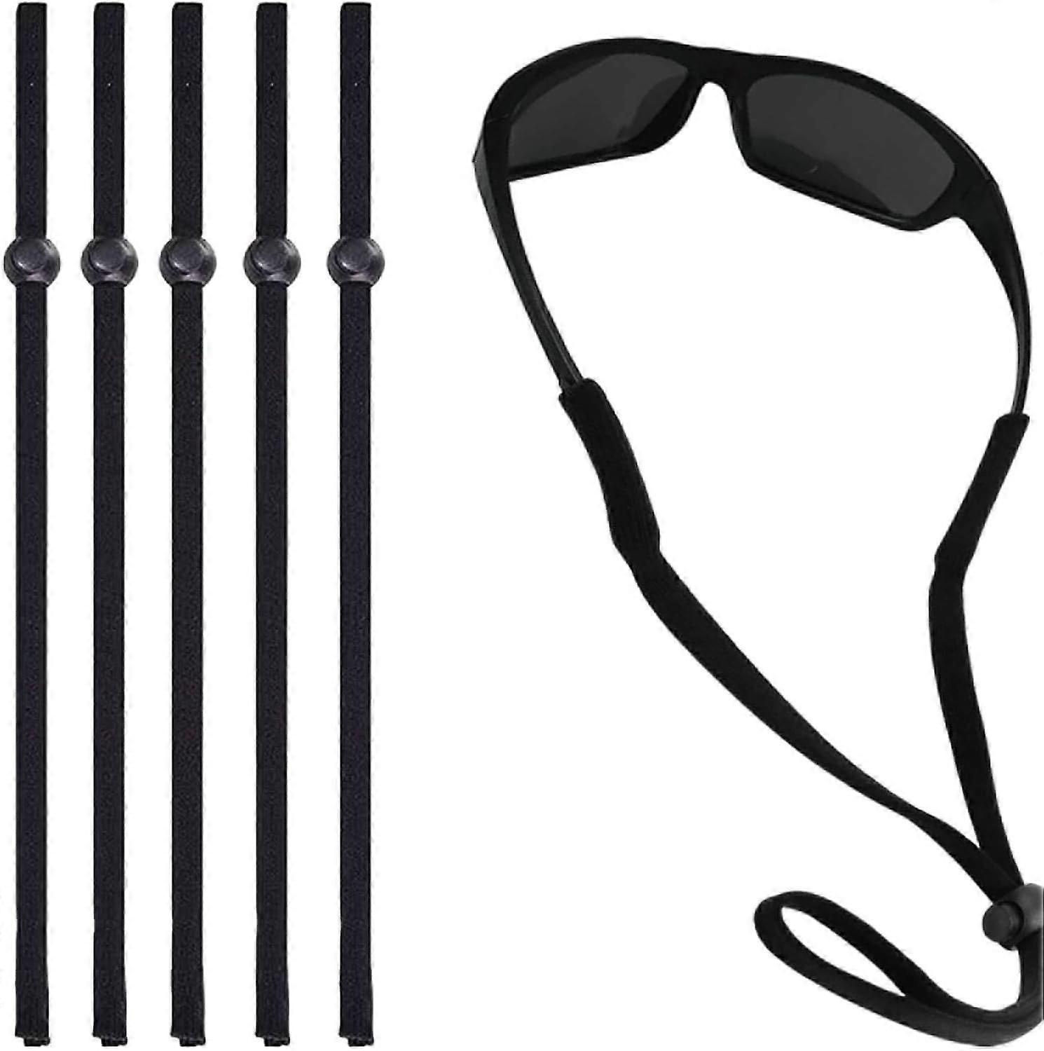 Glasses Chain - 5 Pack Unisex Leather Non-Slip Glasses Strap - Adjustable Eyeglass Neck Cord - Sport Sunglasses Strap - Beaded Spectacles Cord for Run