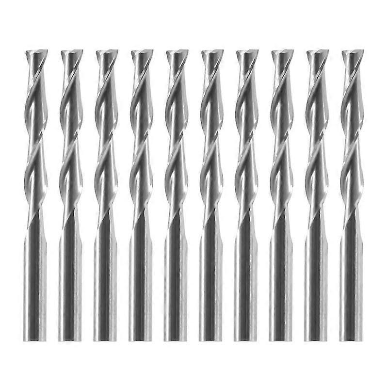 10x 1/8 inch 3.175mm Carbide CNC Double Two Flute Spiral Bits End Mill Router 22mm
