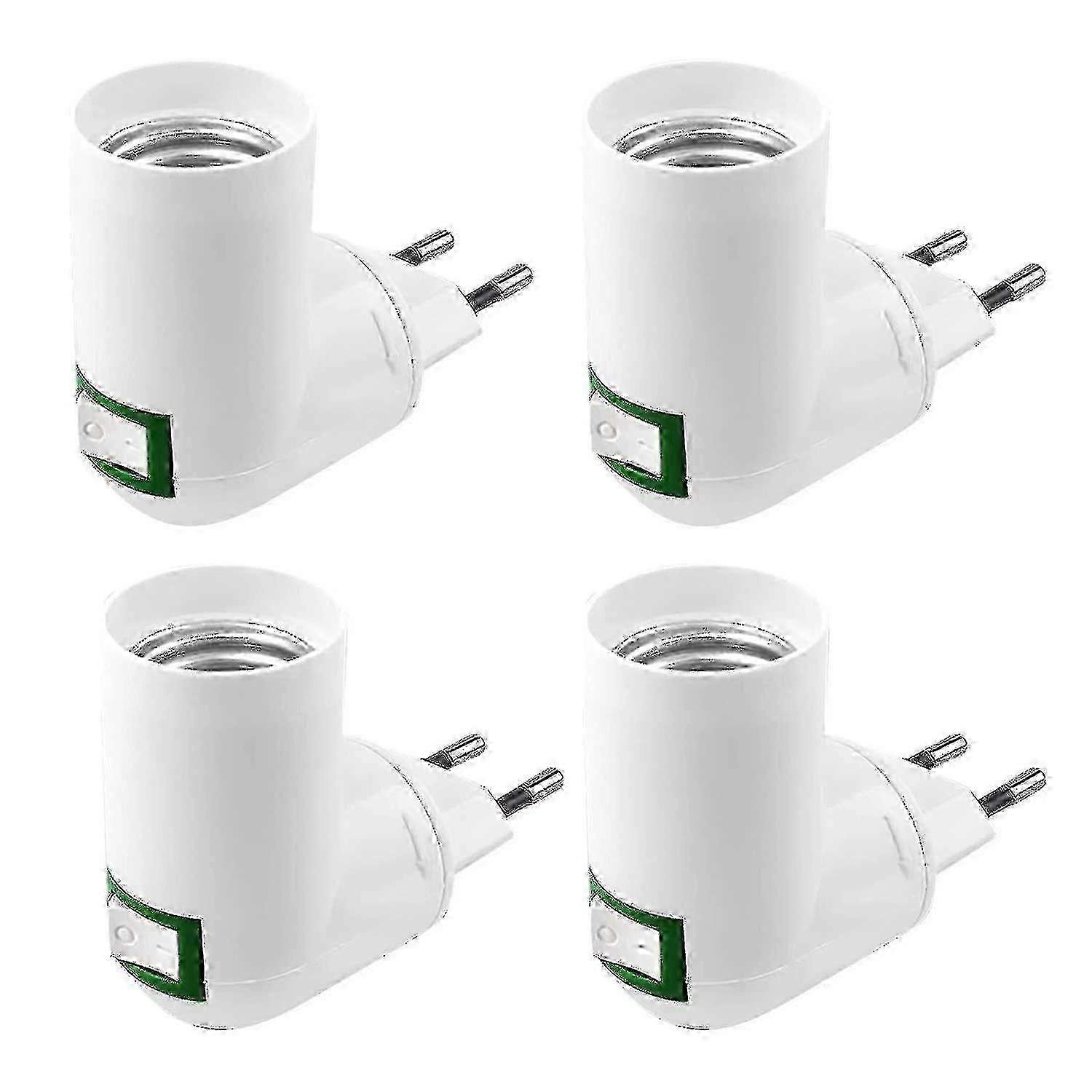 25-26 4 Pieces E27 With Switch Construction Socket Ac 220v Electrical Socket For Kitchen Wall Lamp Adapter Led Light Bulb Holder (white) -Sy